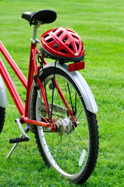 Red bike and a helmet